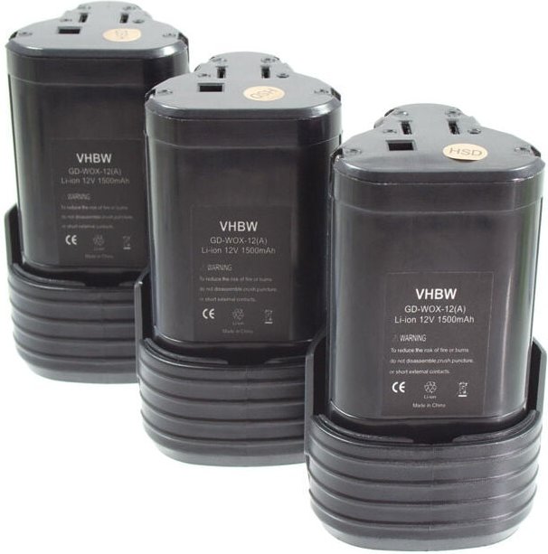3x Akku kompatibel mit Worx WX283, WX128, WX382, WX382.2, WX382.4, WX382.3, WX126, WX128.2 Werkzeug (1500 mAh, Li-Ion, 1...