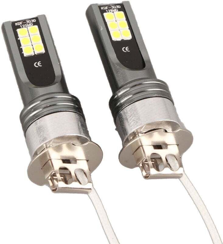 Paar 2525 12LED LED-Lampen für Fahrzeugscheinwerfer, H3, 12V-24V, weißes Licht 6500K-7500K,