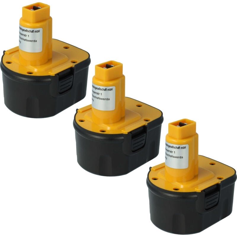 3x Akku kompatibel mit Dewalt DW974K, DW972RLK2, DW972KS-2, DW974K-2, DW972KQ-2, DW975B, DW974KQ Werkzeug (2000 mAh, NiM...
