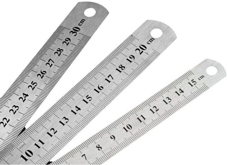 3-teiliges Lineal-Set (15 cm, 20 cm, 30 cm) – Werkzeug für Schüler und Büro (Edelstahllineal), Silber