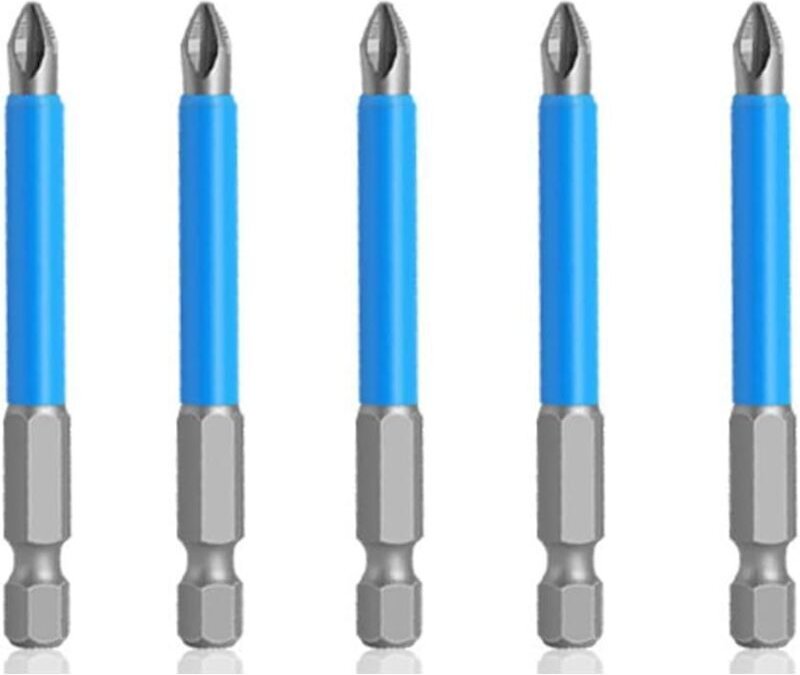 Set mit 5 PH2-Schraubendreherbits, 65 mm, 6,35 mm Sechskantschaft, rutschfeste Phillips-Bits für elektrische Handschraub...