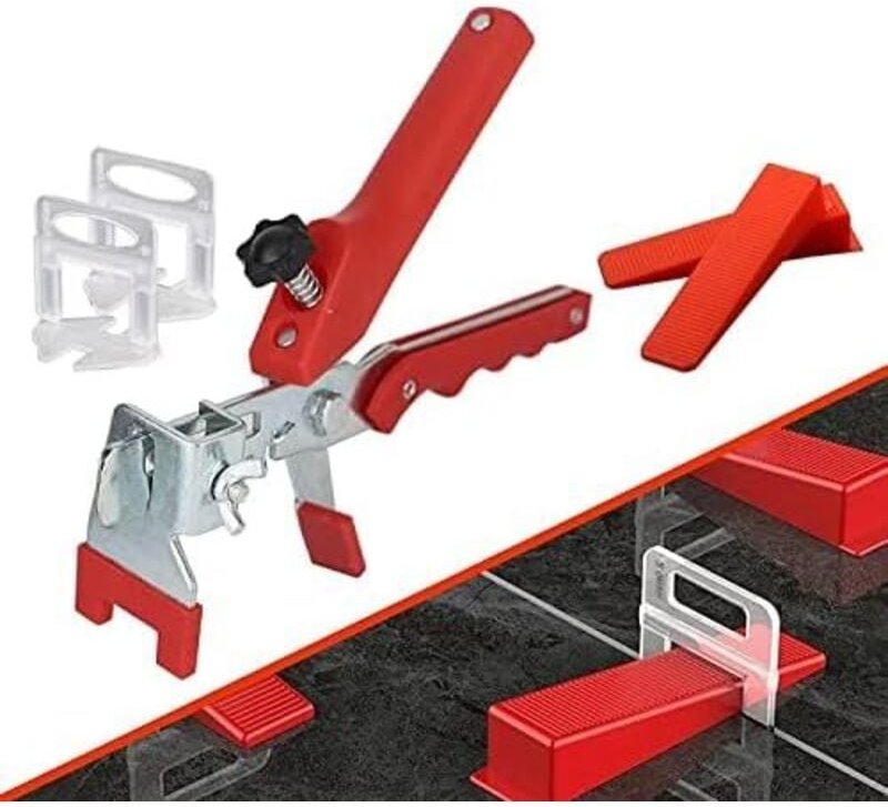 Ineasicer Fliesennivellierset mit 1 Zange, 100 Clips (3 mm), 100-teiligem wiederverwendbaren Keilset, Nivelliersystem fü...