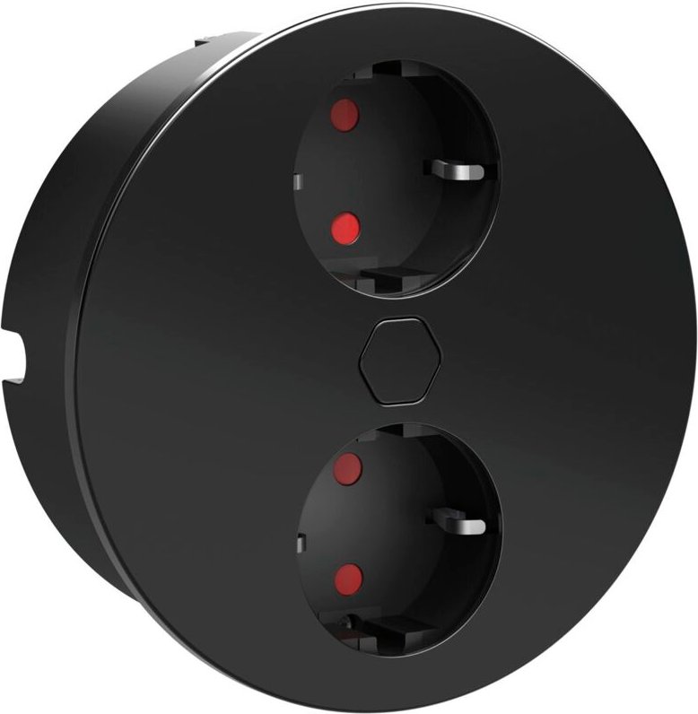 Einbausteckdose ø 118mm Duplex-R - 2fach Steckdose mit elektrischer Abdeckung per Knopfdruck, Edelstahl schwarz 230V