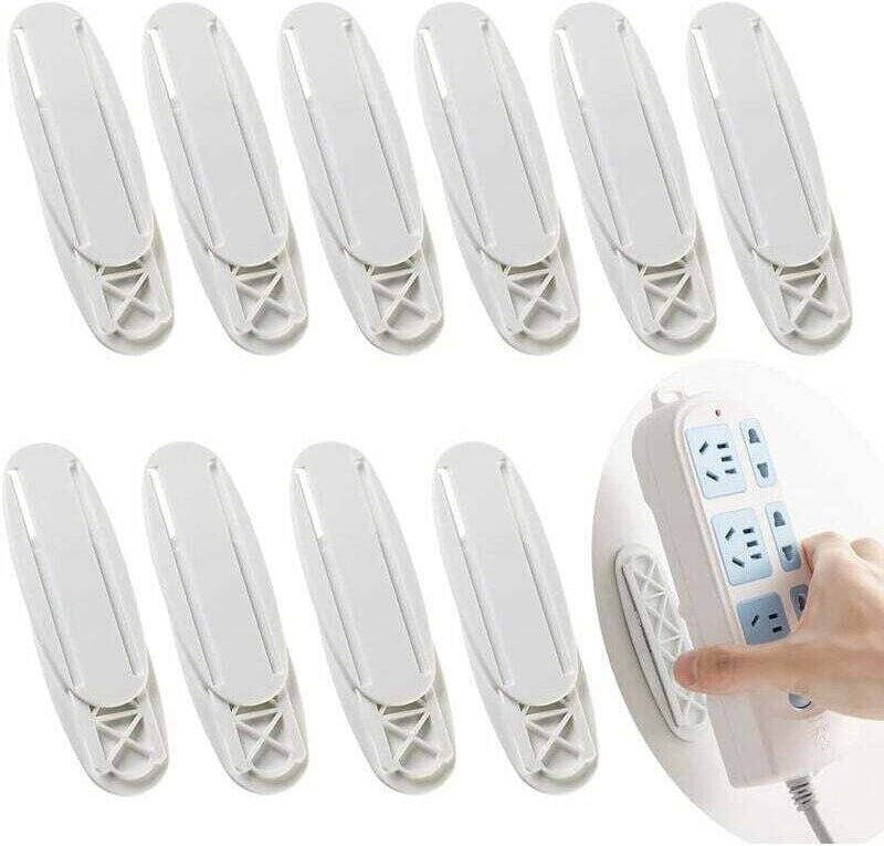 10-teiliges Wandhalterungsset für Steckdosenleisten, selbstklebende Wandhalterungen für Steckdosenleisten, Kunststoff-St...