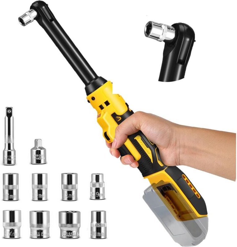 Akku-Ratschenschlüssel-Set, 80Nm3/8"Elektro-Ratschenschrauber, kompatibel mit Dewalt 20V, mit 8 Steckschlüsseln,1/4"Adap...