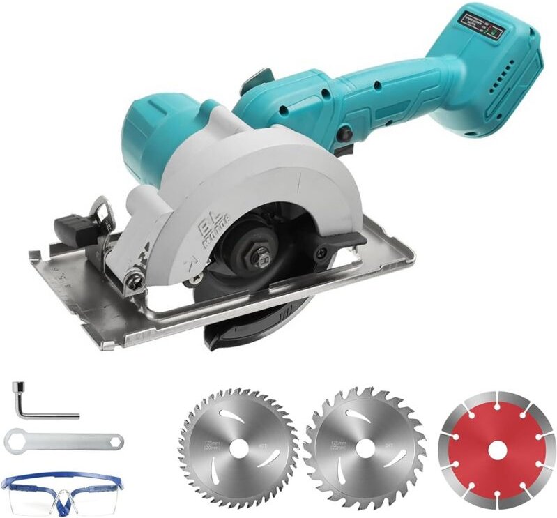 Kompatible Mini-Akku-Kreissäge für Makita 18V-Akkus, mit 3-teiligem 5-Zoll-Sägeblatt, bürstenlosem Kupfermotor,40 mm Sch...