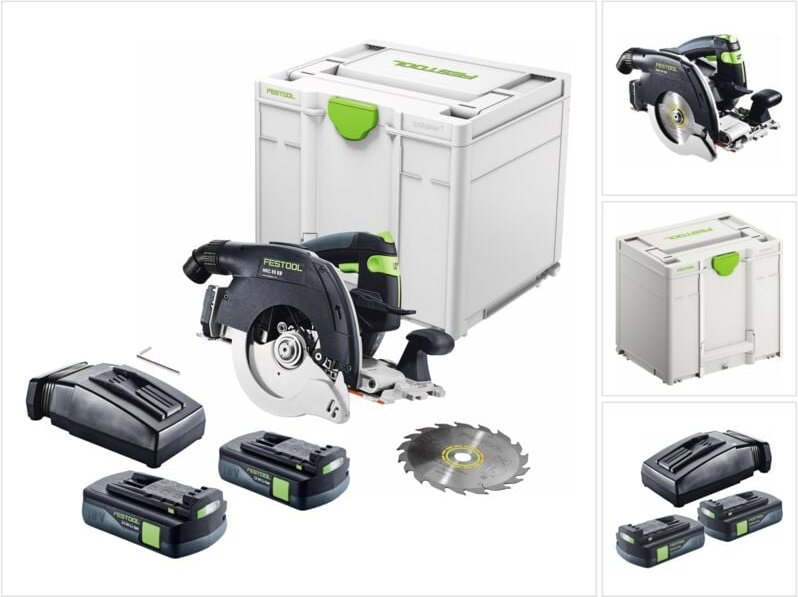 Hkc 55 EB-Basic Akku Handkreissäge 18 v 160 mm Brushless + 2x Akku 3,0 Ah + Ladegerät + Systainer - Festool