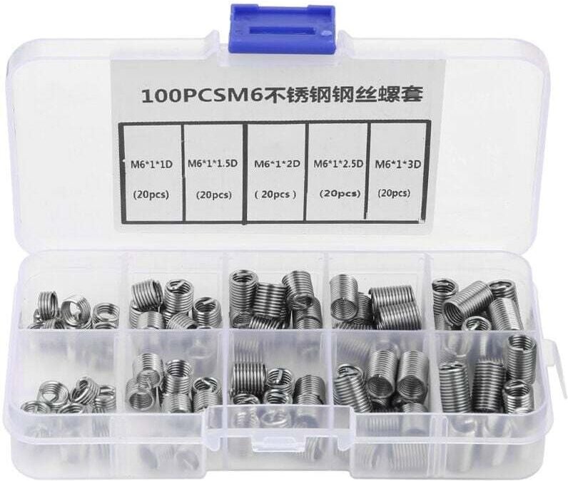 Gewindeeinsätze Typ, 100 Stück selbstschneidende Gewindeeinsätze, M6-Gewindeeinsatz, Spiraldraht-Gewindeeinsätze aus Ede...