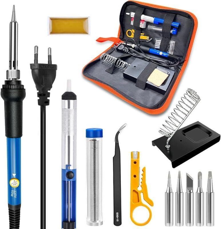 13-tlg. 60W Lötset mit EIN/AUS-Schalter, 200-450°C Einstellbarer Temperatur, Lötausrüstung für Elektronik Reparatur (Ink...