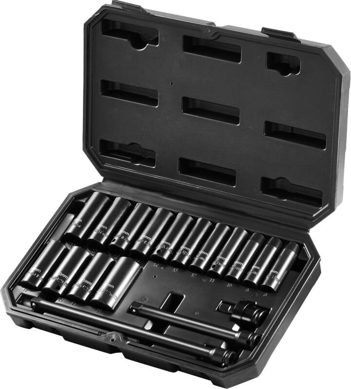 3/8-Zoll-Schlagsteckschlüsselsatz,18-teiliger tiefer metrischer Steckschlüsselsatz 8–22 mm,6-Punkt-CR-V-Legierungsstahl ...