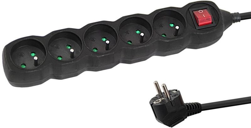 Esperanza steckdosenleiste 5 steckdosen schalter 5 m schwarz