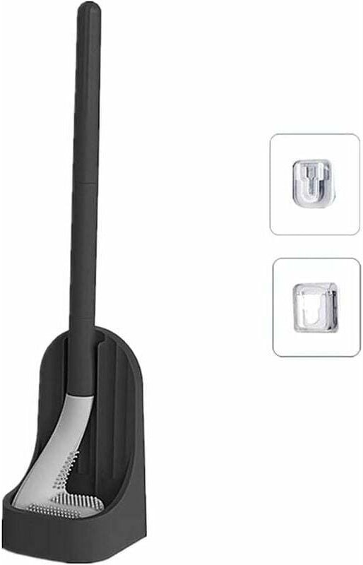 Manyao Silikon-Toilettenbürste, Wand-Toilettenbürste, Silikon-Toilettenbürste mit Halter, schnelltrocknend, für Badezimm...