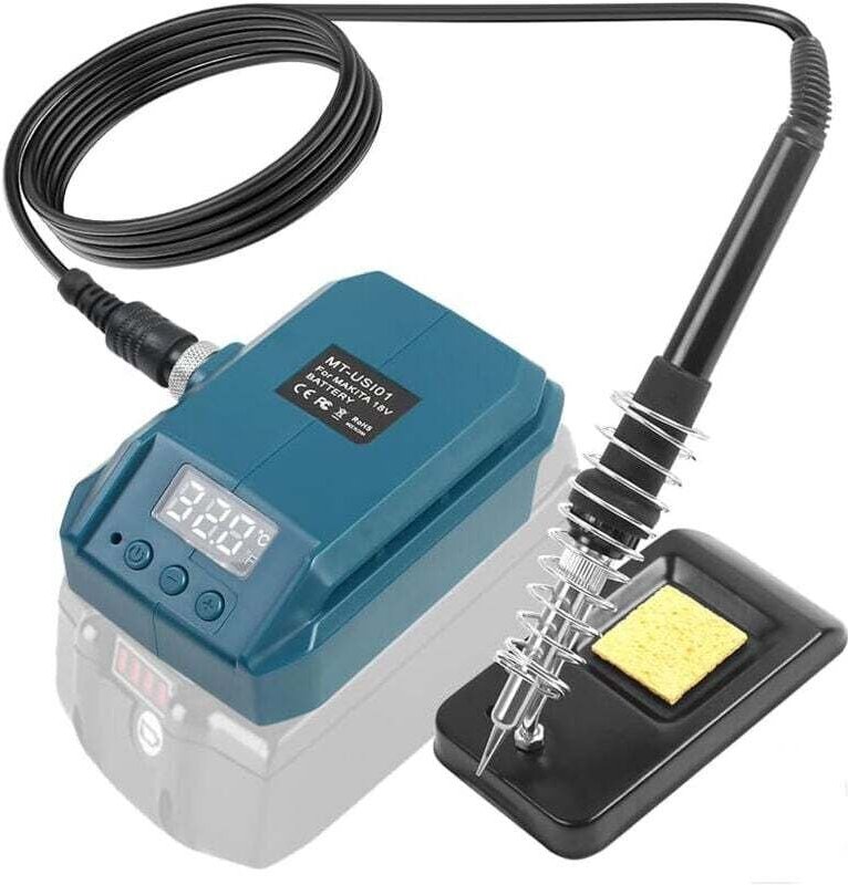 Kabelloses Lötset, kabelloser Lötkolben mit Reinigungsschwamm, tragbarer Lötkolben mit einstellbarer Temperatur (Batteri...