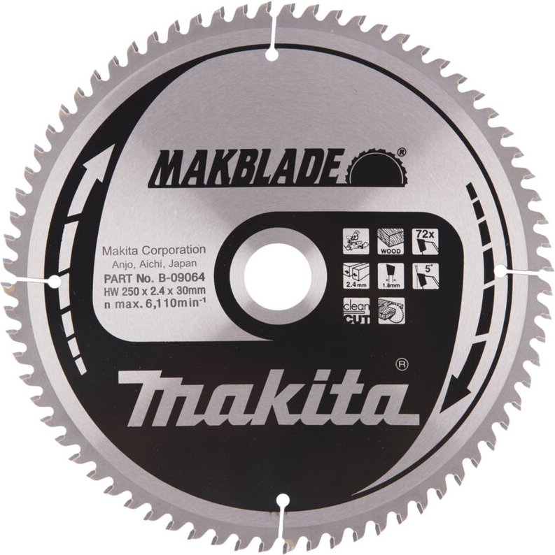Makita B-09064 Makblade Sägeblatt 250x30 mm 72 Zähne