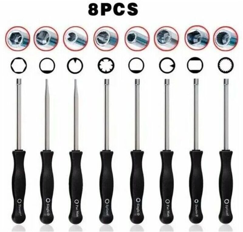 8-teiliger Vergaser-Einstellschlüsselsatz für Freischneider und Kettensägen – Metall und Kunststoff