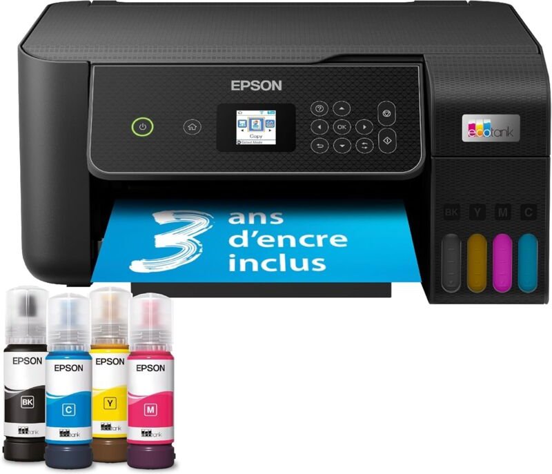 EPSON EcoTank ET-2870 WLAN-Drucker Tintenpatronen mit hoher Kapazität – Sparen Sie bis zu 90 % der Tintenkosten – Mobile...