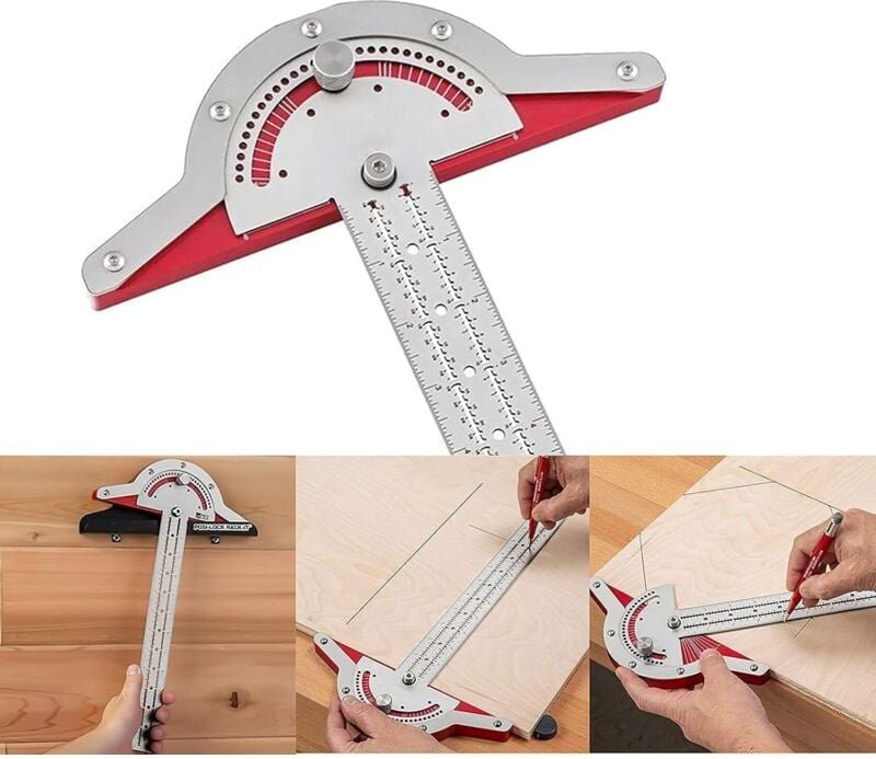 15 Zoll Tischlerkantenlineal, Winkelmesser aus Edelstahl, Tischler-Winkelmesser, Werkzeug mit zwei Armen, Winkelmesser f...