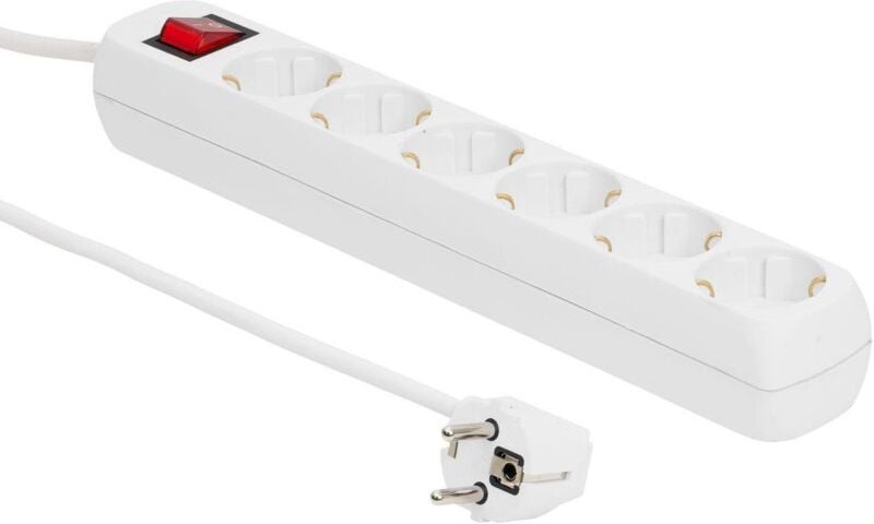 MicroConnect Steckdosenleiste 6x Schuko-Steckdosen mit Schalter 1,5M, Weiß, MC-GRU00615WS