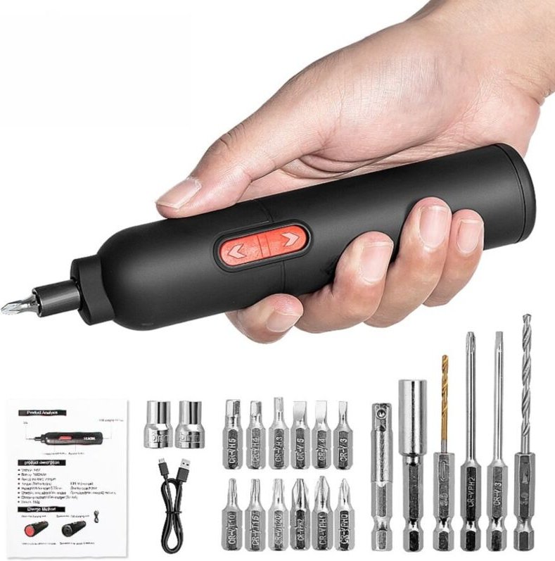 Avvitatore elettrico senza fili ricaricabile da 3,6 V, potente motore da 230 giri/min, ricarica USB-C, 20 punte compatib...