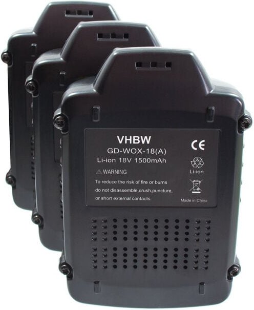 Thumbnail - vhbw 3x Akku kompatibel mit Worx WX166.4, WX166.9, WX170, WX175, WX175.1, WX175.9, WX170.2, WX170.6 Werkzeug (1500 mAh, ...