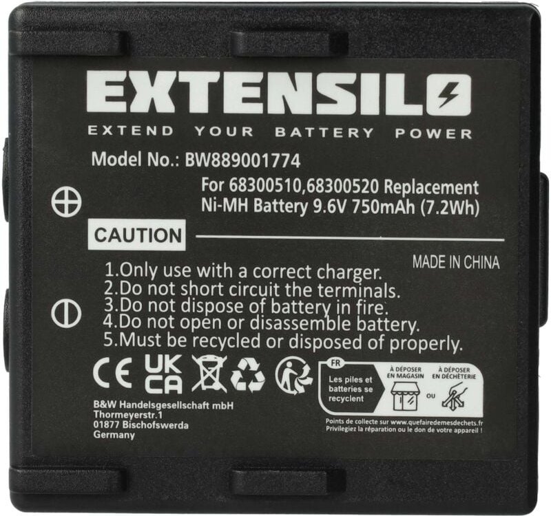 Thumbnail - Extensilo - Akku kompatibel mit Abitron Nova, KH68300520.A, Ergo Industrie-Funkfernsteuerung Fernbedienung (750 mAh, 9,6...