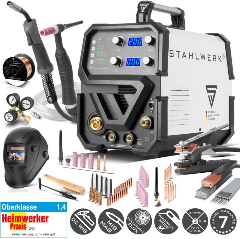 STAHLWERK Kombi-Schweißgerät MTM-200 ST Vollausstattung mit 200 A und Drahtvorschub