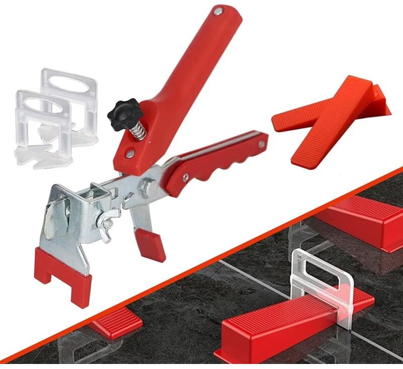 Fliesenverlegeset mit 1 Zange, 400 Klammern (3 mm), 100 wiederverwendbaren Keilen, Nivelliersystem für Fliesen mit einer...