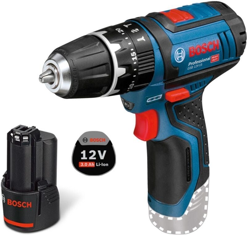 Bosch Akku-Schlagbohrschrauber GSB 12V-15 / 1x 3,0 Ah Akku