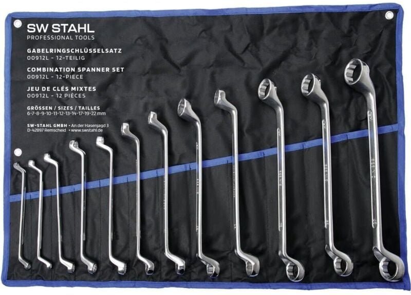 SW-Stahl 01512L Doppelringschlüssel-Satz 6-32 mm, 12-teilig tief gekröpft i Ringschraubenschlüssel i Doppel-Schraubensch...