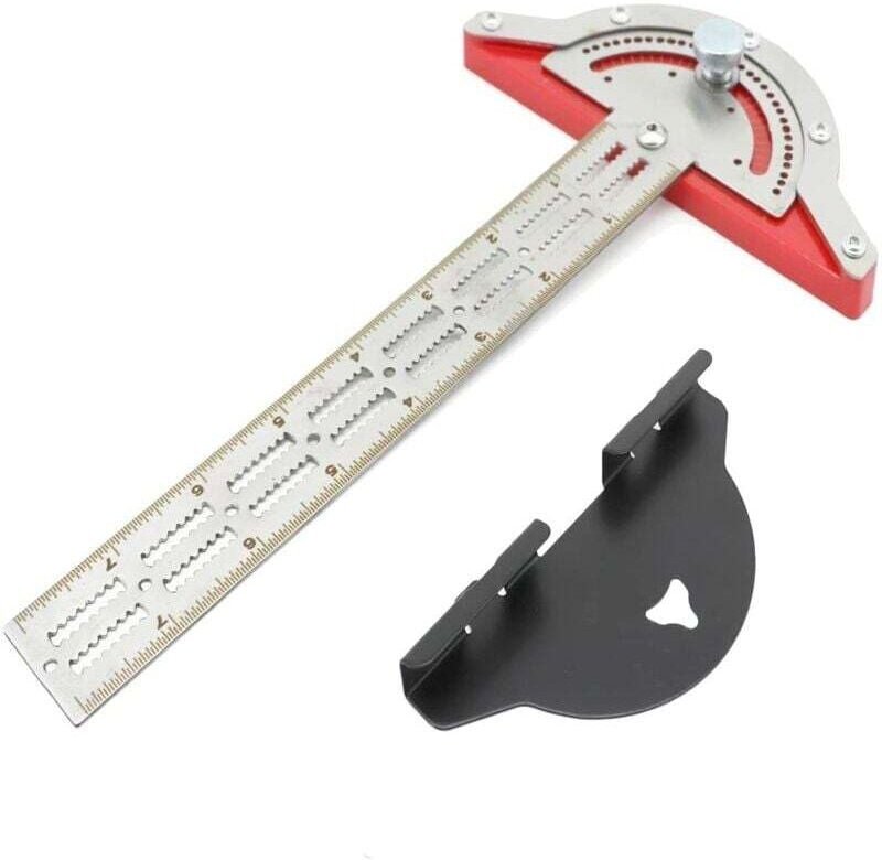 Règle de Bord en Acier Inoxydable 15 Pouces avec Rapporteur d'Angle Réglable pour Travail du Bois