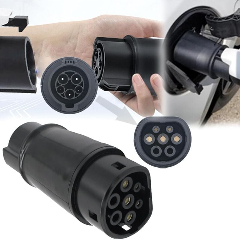 Ej.Life EV-Ladeadapter Typ1 auf Typ2 16A/32A 220V-250V, IP54-Schutz, mit Flammschutz, Druckfest und Verschleißfest, Pass...