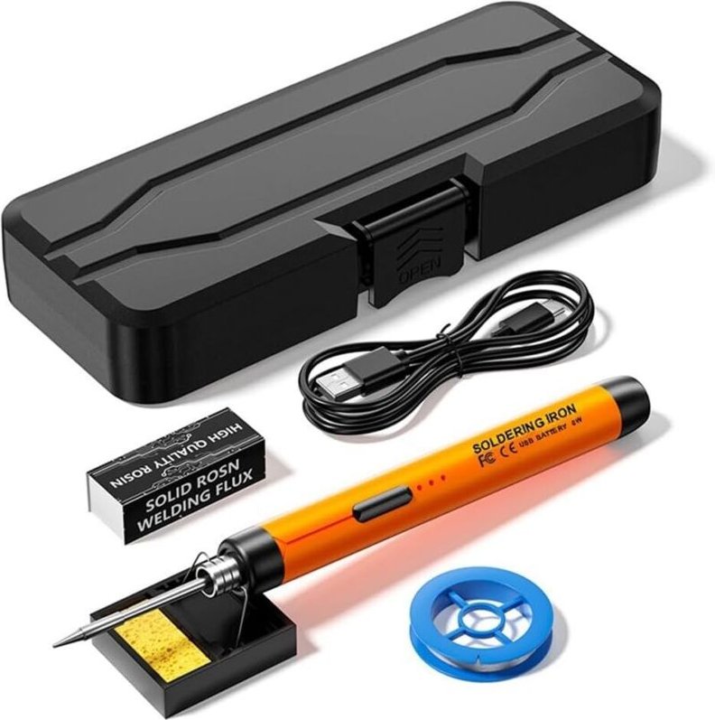 Kabelloser Lötkolben-Set – USB-Lötkolben mit 3 einstellbaren Temperaturen von 300 °C bis 450 °C, Lötkolbenständer, Lötzi...