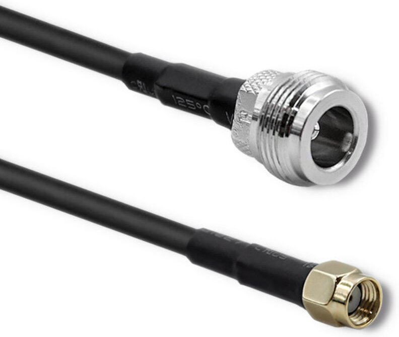 Qoltec RG58 Koaxialkabel N-Buchse RP-SMA-Stecker 1 m