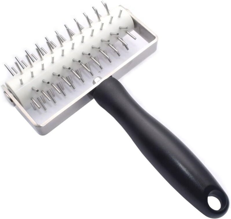 Pizzateigroller - Professioneller Teigroller aus Edelstahl mit Stacheln zum Backen von Kuchen, Keksen und Torten zu Haus...