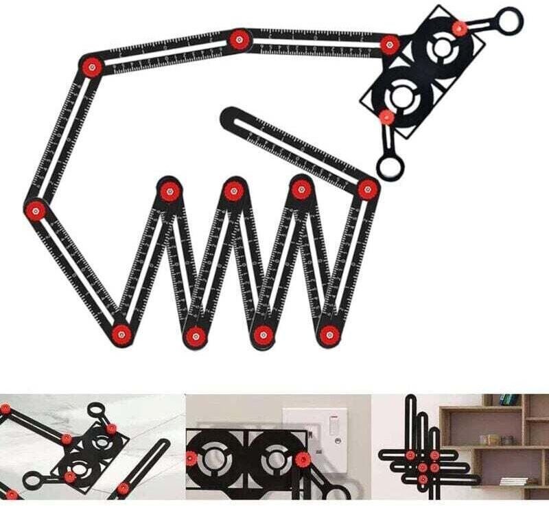 Mehrwinkel-Messlineal, 12 präzise Seiten aus Aluminiumlegierung, Schablonen-Anrisswerkzeug mit Stempel, Bohrwerkzeug für...