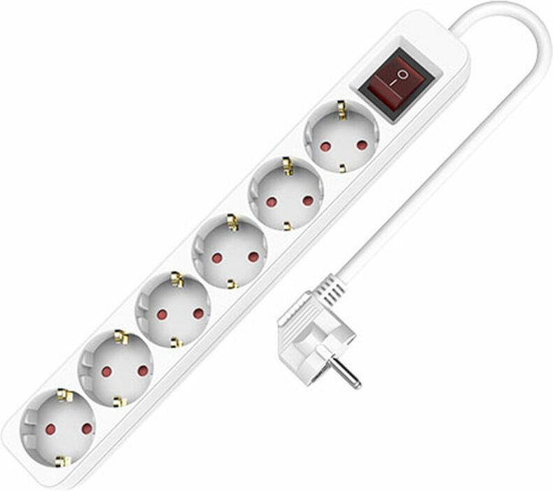 Steckdosenleiste mit 6 Steckdosen ohne Schalter TM Electron TMUAD506S Weiß 3680 W (1,5 m)