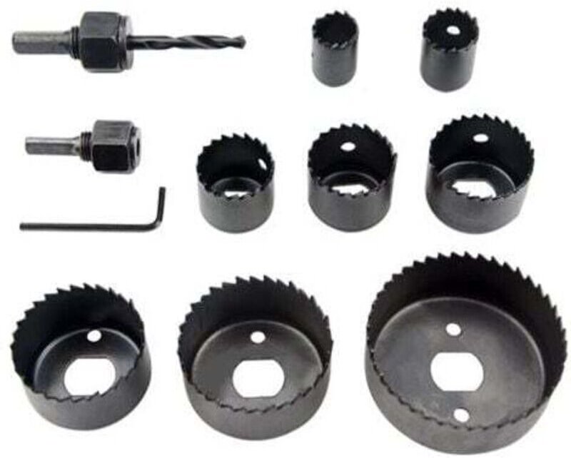 11-teiliges Lochsägen-Set (mit 2 Dornen, 8 Sägeblättern und 1 Innensechskantschlüssel) Bohrer-Set für Holz, PVC und Gips...
