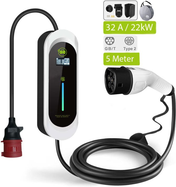 Elektroauto Ladegerät 22 kW CEE 32 A Stecker auf Typ 2