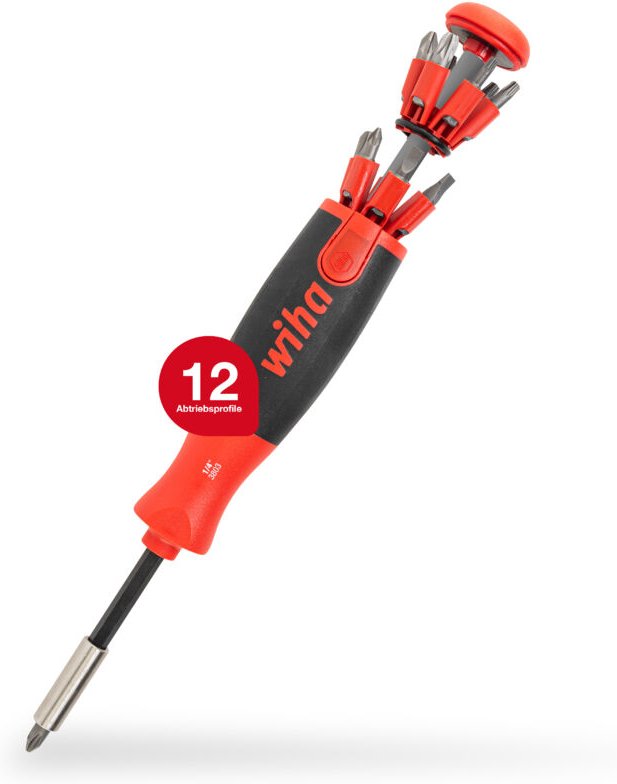 Wiha - LiftUp 25 Schraubendreher Set 12-tlg. mit verstaubaren Bit Set (38600) i Schraubenzieher Satz mit Bit Magazin aus...