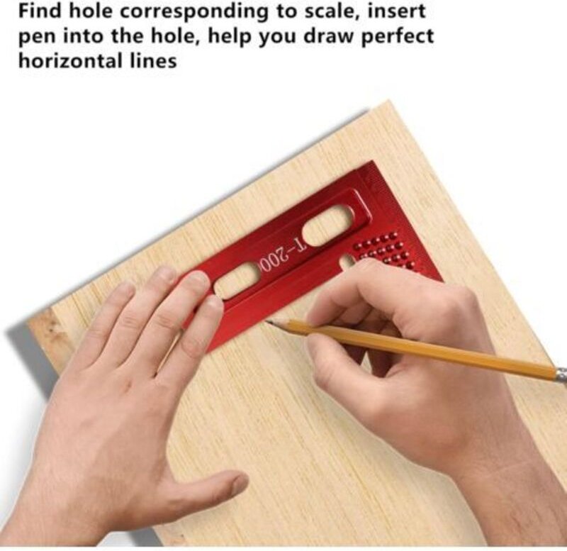 (T-200) Präzisions-Holzbearbeitungswerkzeuge, quadratisches Lochmesslineal aus Aluminiumlegierung, Lochpositionierungsli...