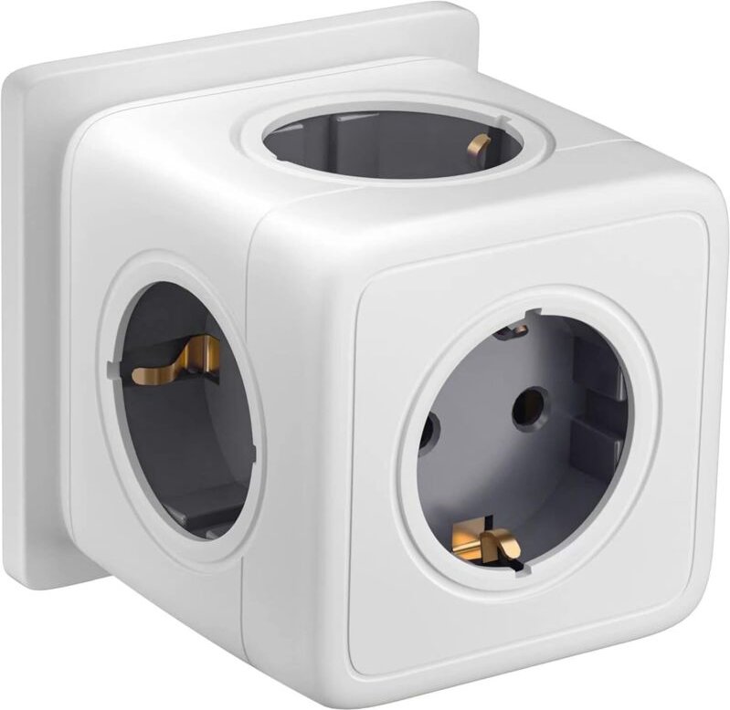 Steckdosenwürfel mit Überspannungsschutz, 5-Fach Mehrfachsteckdose Würfel, Erweiterbare Steckdosenleiste, 3680W Steckdos...