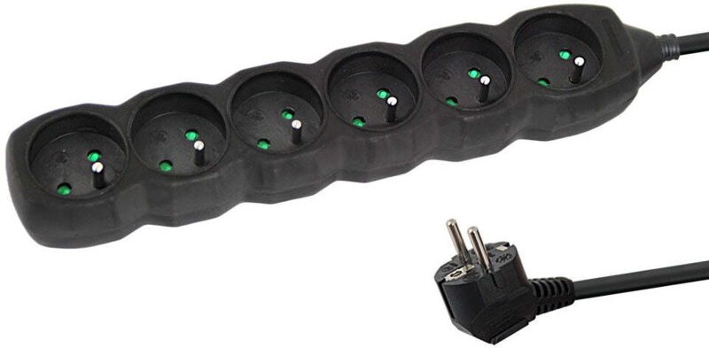 Esperanza Steckdosenleiste, 6 Steckdosen, 1,5 m, Schwarz