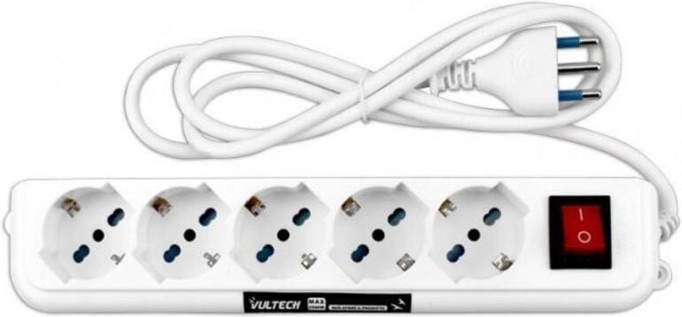 Vultech MU-01 Verlängerungskabel 1,5 m 5 AC-Ausgänge Drinnen Weiß
