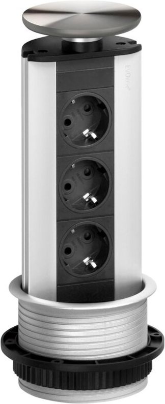 Evoline - Steckdosenleiste Port 3x Schuko Wippdeckel Edelstahl