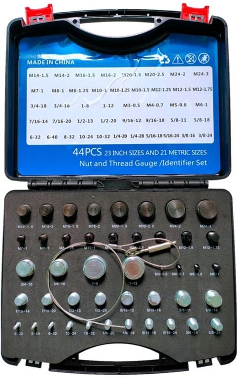 Gewindeprüfer für Muttern und Schrauben – einfach zu verwendende metrische Standardlehren, 44 Stück, männlich/weiblich