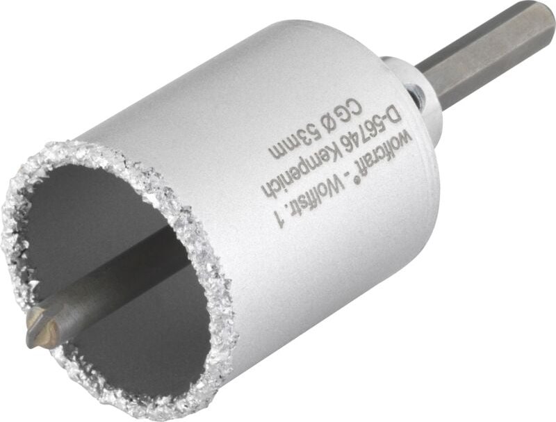 wolfcraft I BohrkroneI 3895000 Ihartmetallbestreut, mit Spanndorn, Ø 53 mm, Schnitttiefe 55 mm, für Sanitär- und Elektro...