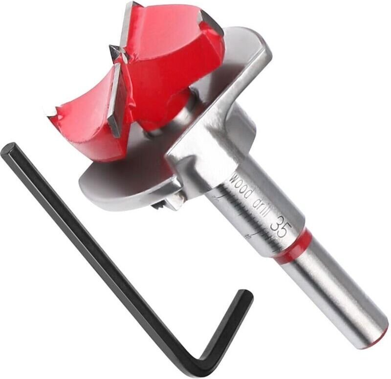 Versenkter Holzbohrer, Ø35 mm, verstellbarer Positionierholzbohrer, Hartmetall-Lochsäge mit Tiefenanschlag (Tiefenbereic...