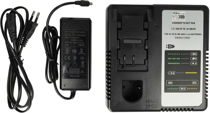 Thumbnail - Ladegerät kompatibel mit Panasonic 48-11-0080, BCP-EY9065, EY3000, EY3502FQMKW, EY3502NQ Werkzeug Ni-Cd, NiMH, Li-Ion-Ak...