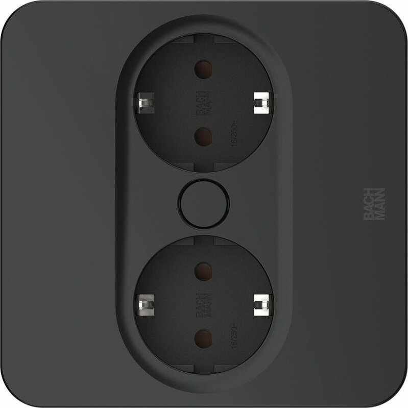 Thumbnail - Bachmann - Einbausteckdose twist 2 eckig, 2 x Schuko, schwarz matt