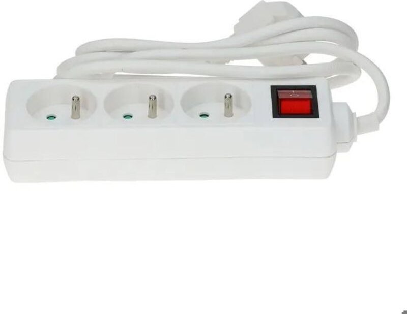 Halterblock Mehrfachsteckdose weiß 3 Steckdosen 16A 230V Kabel 1,5m